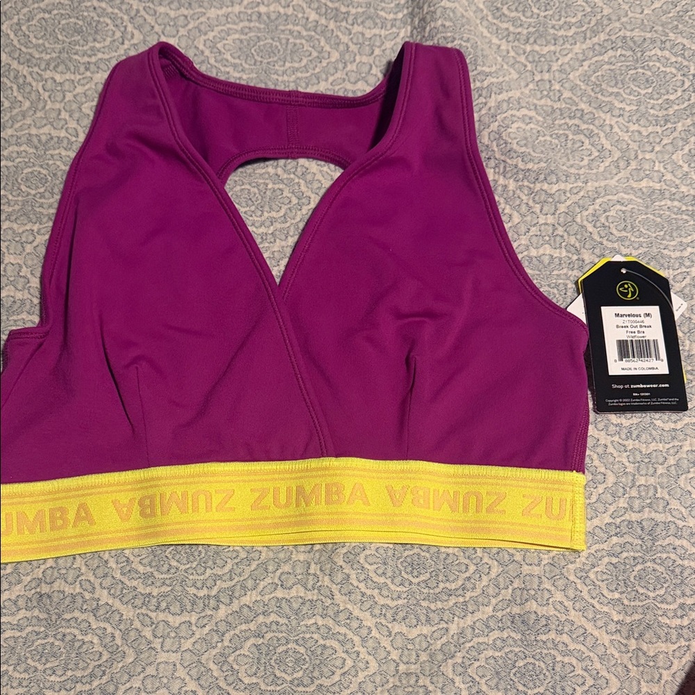 Zumba Fitness Purple and Yellow Sports Bra